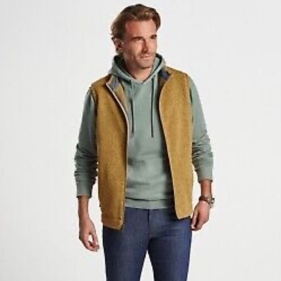 Peter Millar Crown Fleece Full Zip Golf Vest Yellow Men’s Size L - Picture 5 of 7
